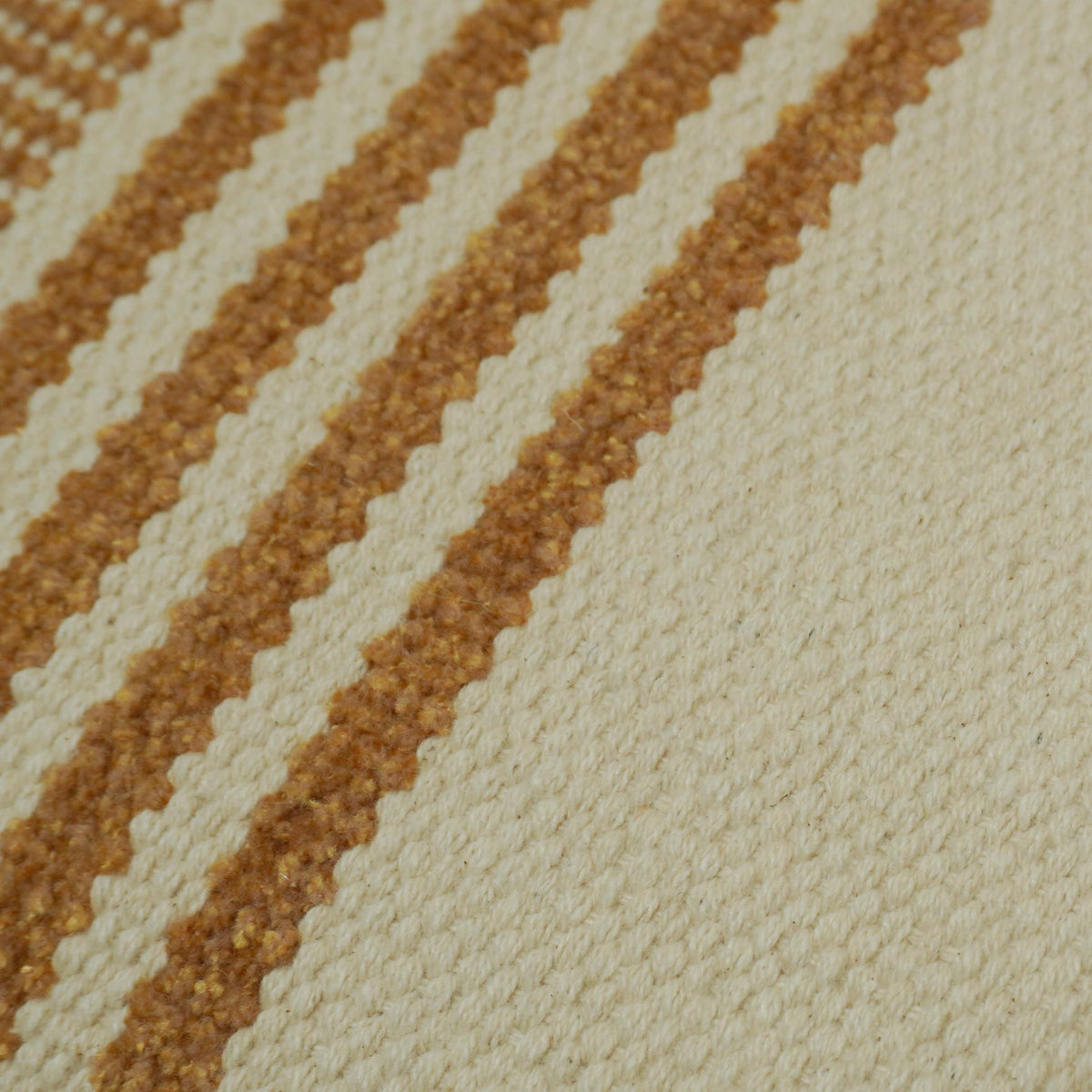 Handwoven Beige & Rust Striped Cushion Cover – 35 x 50 cm | Textured Boho Accent Pillow Cover