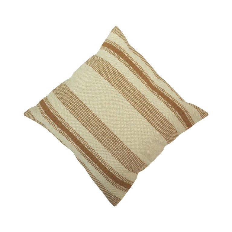 Handmade Cotton Striped Cushion Cover 45x45 cm | Beige Woven Decorative Pillow Cover | Modern Boho Home Décor