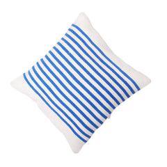 Handwoven Blue & White Striped Cotton Cushion Cover 45x45 cm | Coastal Farmhouse Decorative Pillow Cover