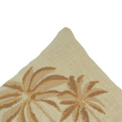 Palm Tree Embroidered Cotton Cushion Cover – Beige Tropical Decorative Pillow Cover 45x45 cm