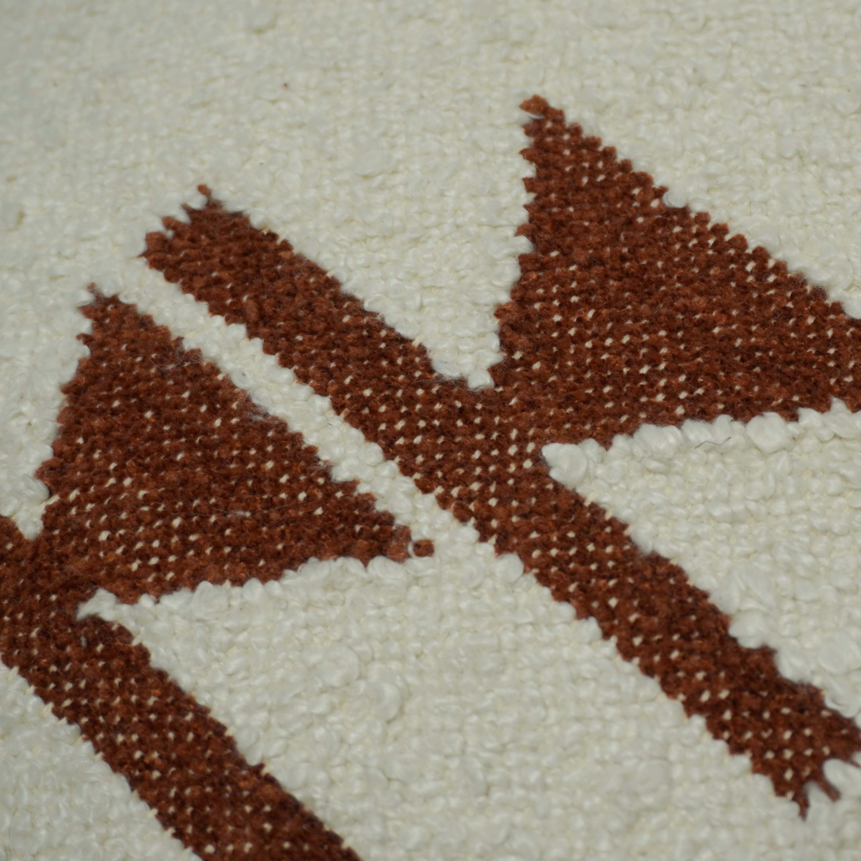 Handwoven Cream & Rust Geometric Cushion Cover – 45 x 45 cm | Textured Boho Accent Pillow Cover