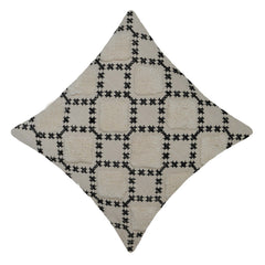 Handcrafted Embroidered & Tufted Cotton Cushion Cover 45x45 cm | Geometric Diamond Pattern | Boho Decorative Throw Pillow Cover with Hidden Zipper