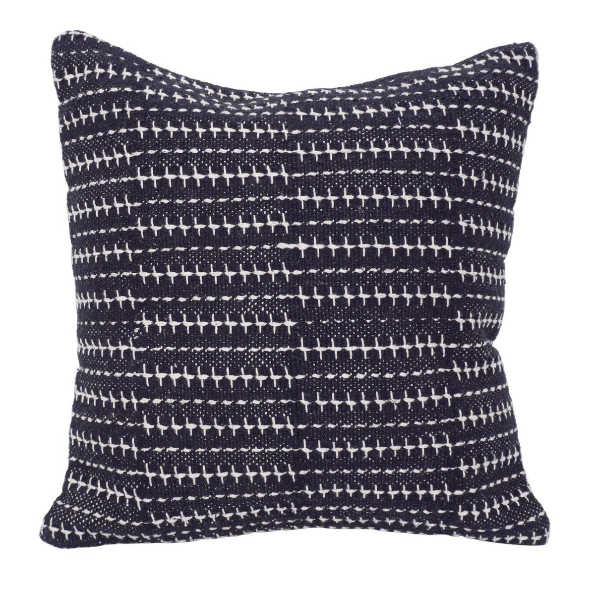 Handwoven Black & White Cotton Cushion Cover 45x45 cm | Artisan Handmade Textured Throw Pillow Cover | Modern Boho Home Décor - Bulk manufacturer & supplier from Panipat, India