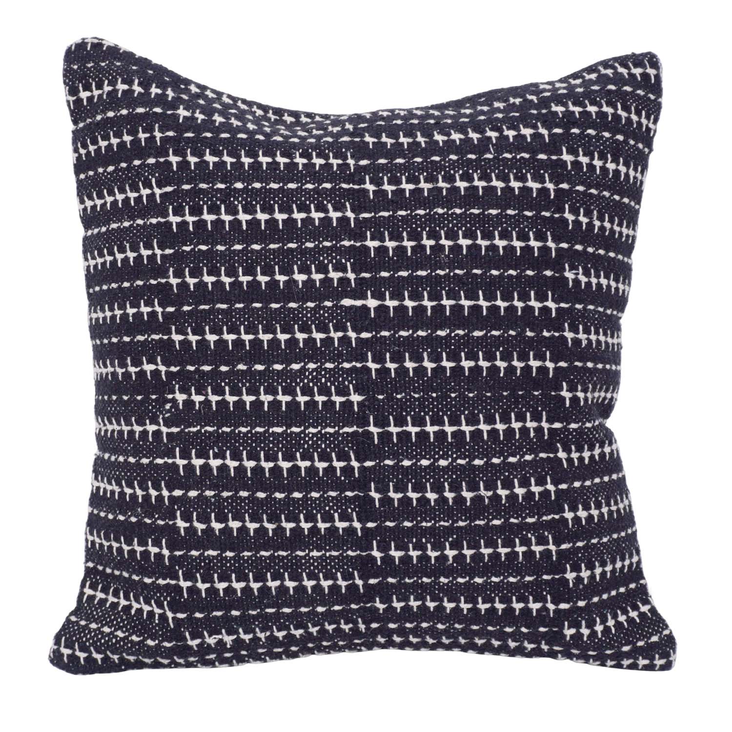 Handwoven Black & White Cotton Cushion Cover 45x45 cm | Artisan Handmade Textured Throw Pillow Cover | Modern Boho Home Décor