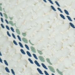 Handwoven Textured Cushion Cover 35x50 cm – Ivory White with Navy Blue Striped Pattern