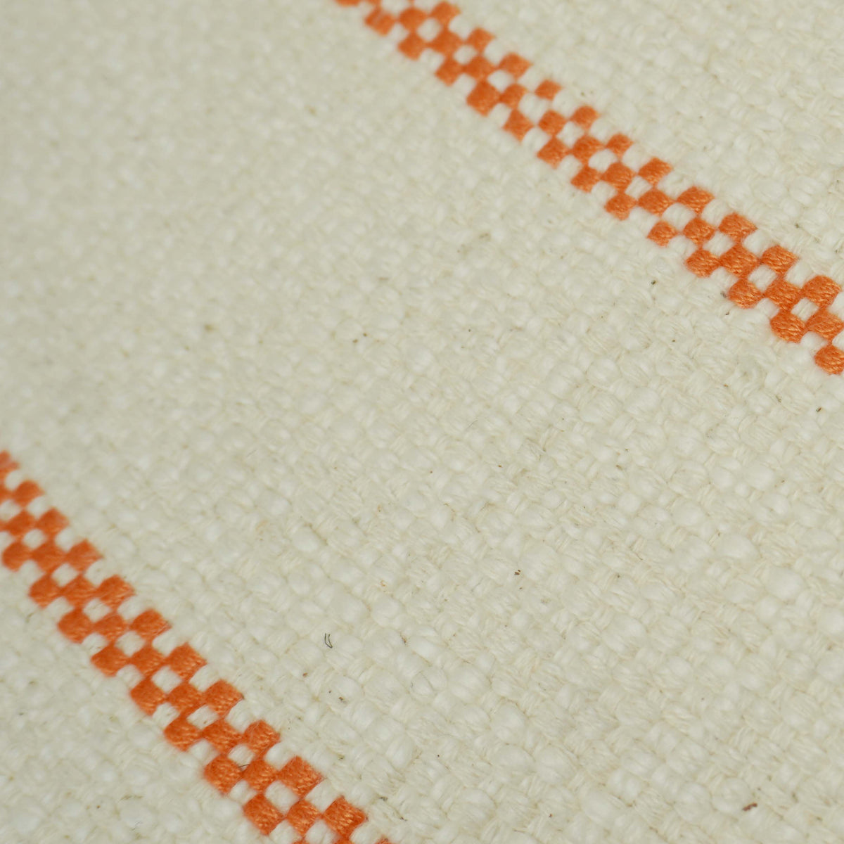 Handwoven Cotton Cushion Cover – Cream & Orange Striped 45 x 45 cm