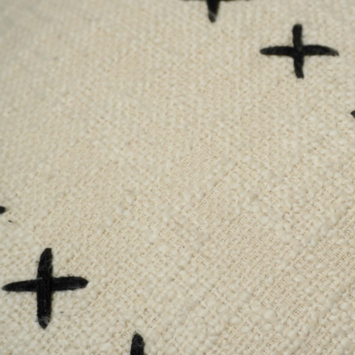Handcrafted Embroidered Cotton Cushion Cover with Tassels | Decorative Throw Pillow Cover | 45 x 45 cm | Ivory & Black