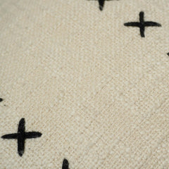 Handcrafted Embroidered Cotton Cushion Cover with Tassels | Decorative Throw Pillow Cover | 45 x 45 cm | Ivory & Black