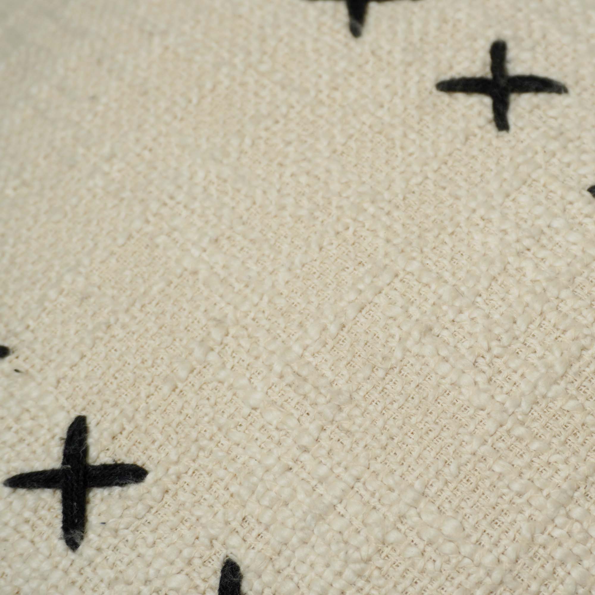 Handcrafted Embroidered Cotton Cushion Cover with Tassels | Decorative Throw Pillow Cover | 45 x 45 cm | Ivory & Black
