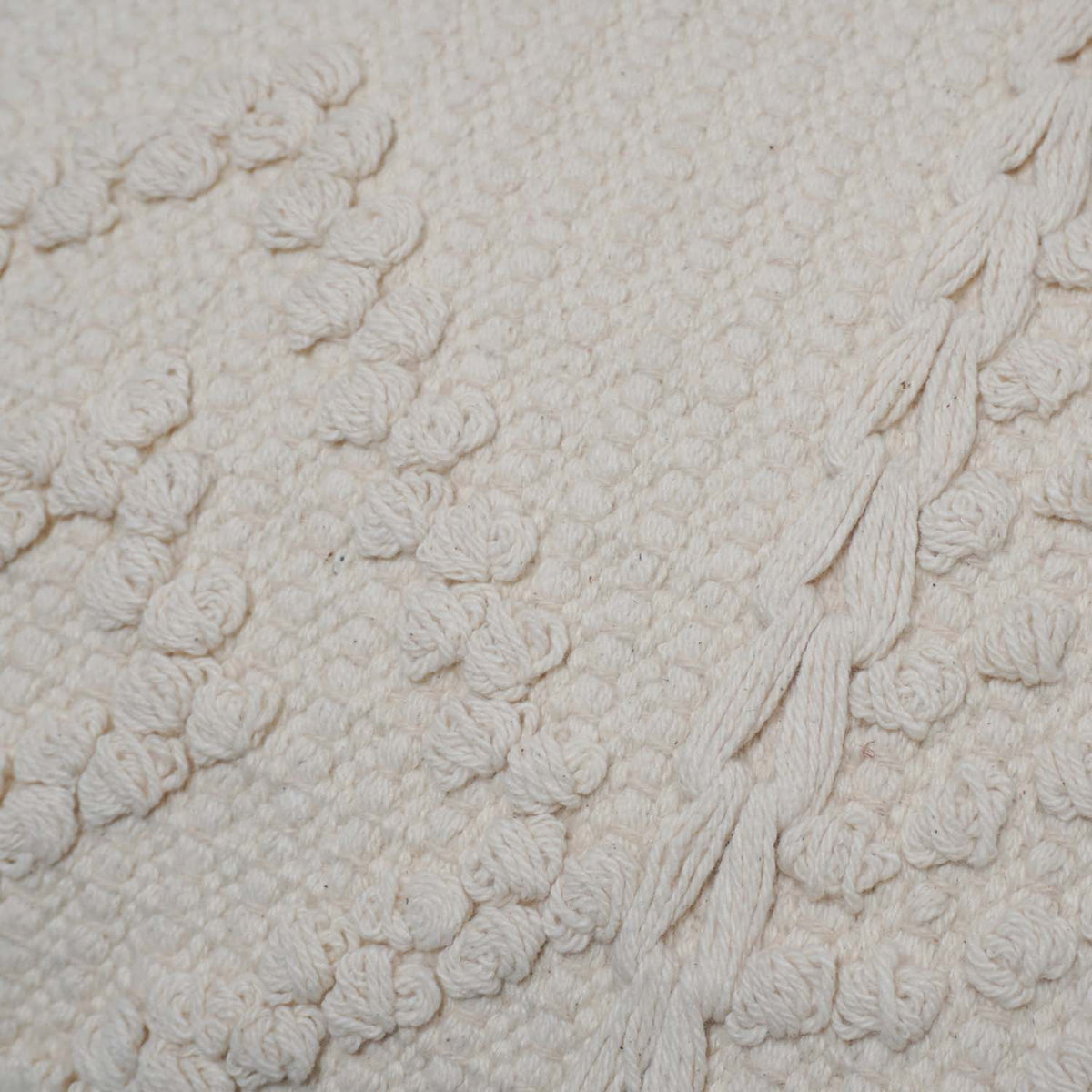 Handwoven Cotton Tufted Cushion Cover 45x45 cm | Boho Textured Geometric Throw Pillow Cover | Ivory Decorative Sofa Cushion Cover | Hidden Zipper - Bulk manufacturer & supplier from Panipat, India