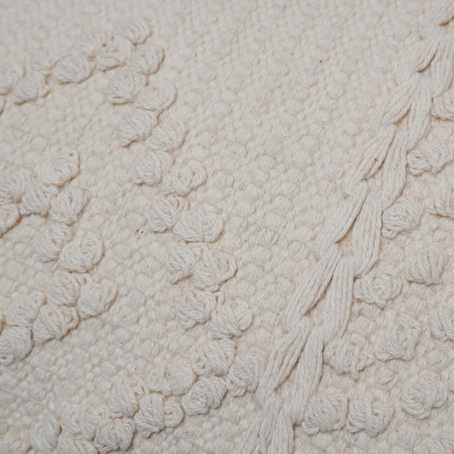 Handwoven Cotton Tufted Cushion Cover 45x45 cm | Boho Textured Geometric Throw Pillow Cover | Ivory Decorative Sofa Cushion Cover | Hidden Zipper
