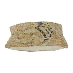 Handwoven Rustic Cotton Cushion Cover 45x45 cm – Textured Natural Fabric with Abstract Tribal Print | Boho Farmhouse Decor