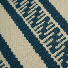Handwoven Cotton Cushion Cover 45x45 cm | Blue & Ivory Geometric Striped Woven Cushion Cover | Decorative Throw Pillow Cover with Concealed Zipper