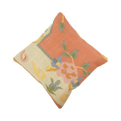 Handwoven Cotton Cushion Cover 45x45 cm | Floral Kilim Inspired Decorative Pillow Cover | Artisan Woven Boho Cushion