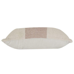 Handgewebter Kissenbezug aus Baumwolle mit Karomuster | Neutrales Beige & Altrosa Karodesign | 45x45 cm Dekokissenbezug