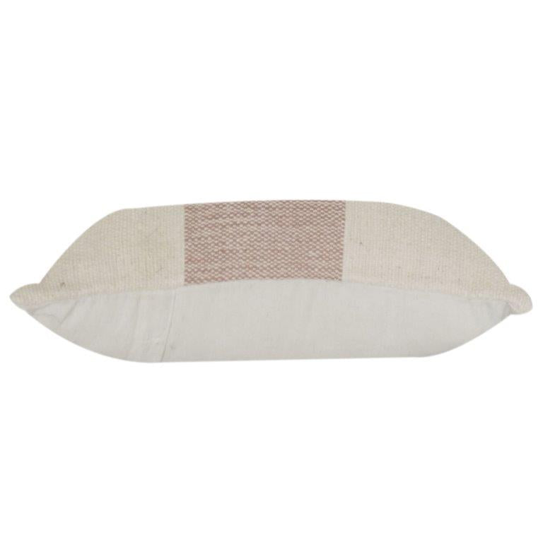 Handwoven Cotton Checkered Cushion Cover | Neutral Beige & Blush Grid Design | 18x18 Inch Decorative Pillow Case