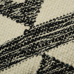 Handmade Cotton Cushion Cover 45x45 cm | Black & Ivory Geometric Woven Throw Pillow Cover | Boho Tribal Decorative Cushion Cover with Hidden Zipper
