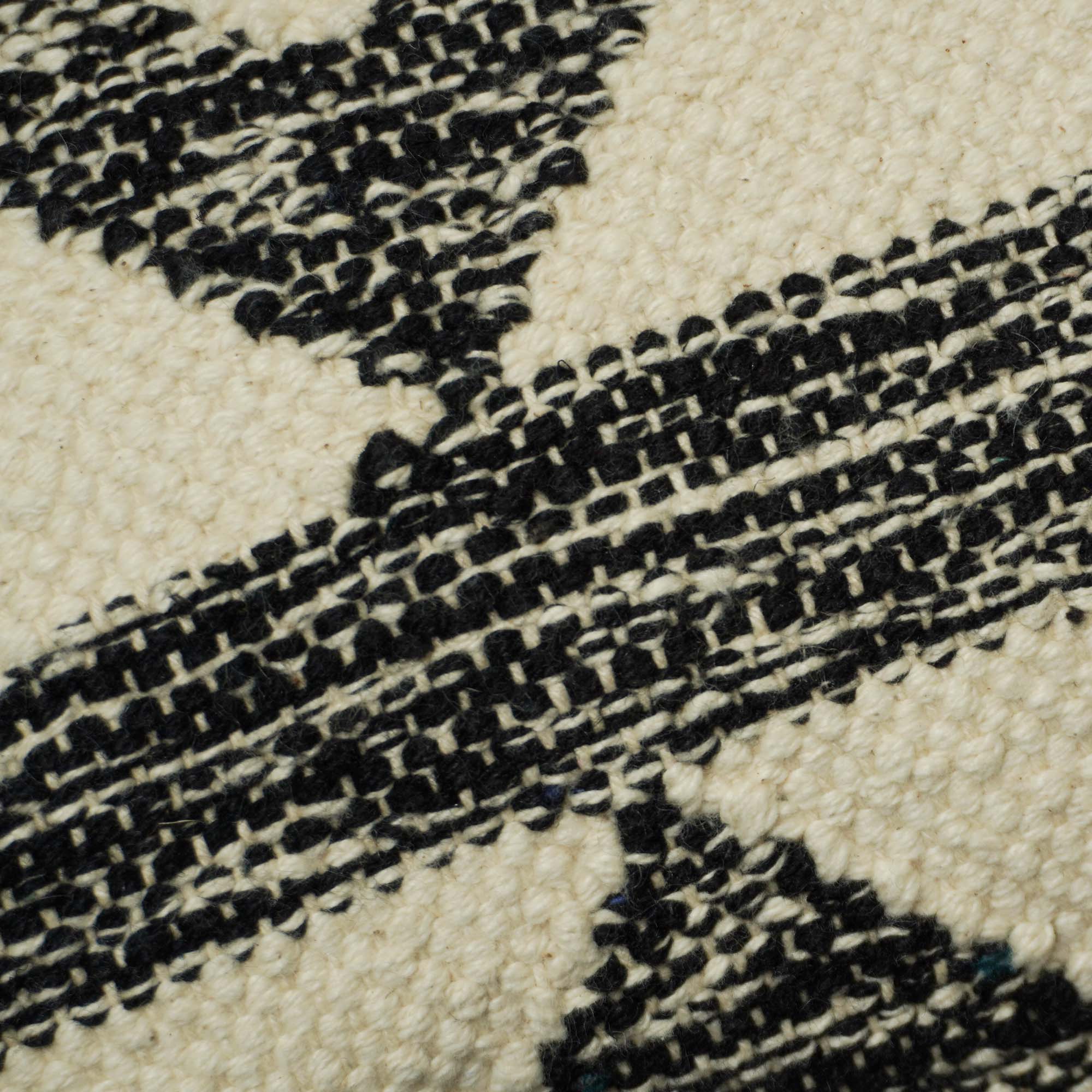 Handmade Cotton Cushion Cover 45x45 cm | Black & Ivory Geometric Woven Throw Pillow Cover | Boho Tribal Decorative Cushion Cover with Hidden Zipper
