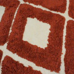 Handcrafted Tufted Geometric Cushion Cover – Rust & Ivory Textured Cotton Cushion, 45 x 45 cm
