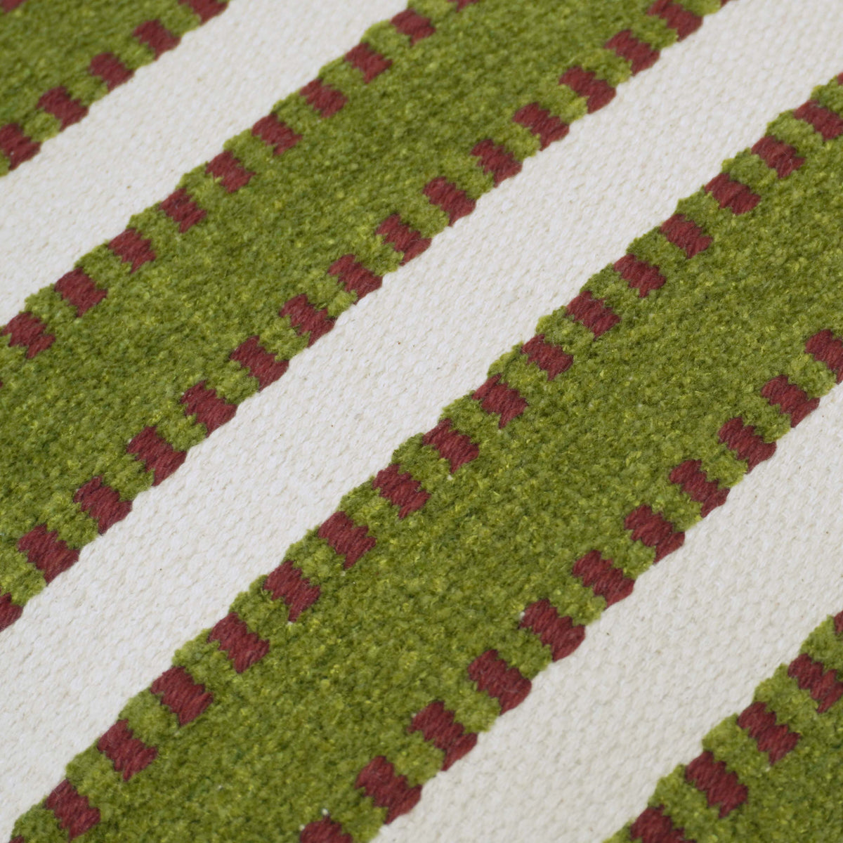 Handwoven Olive Green & Ivory Striped Cushion Cover – 45 x 45 cm