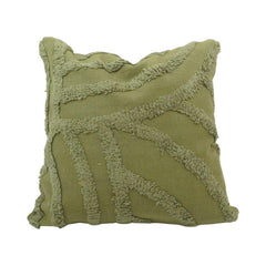 Olive Green Tufted Cotton Cushion Cover | Abstract Textured Design | 45x45 cm Decorative Pillow Cover