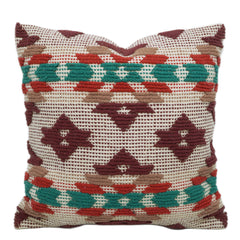 Handwoven Multicolor Geometric Textured Cushion Cover – 45 x 45 cm