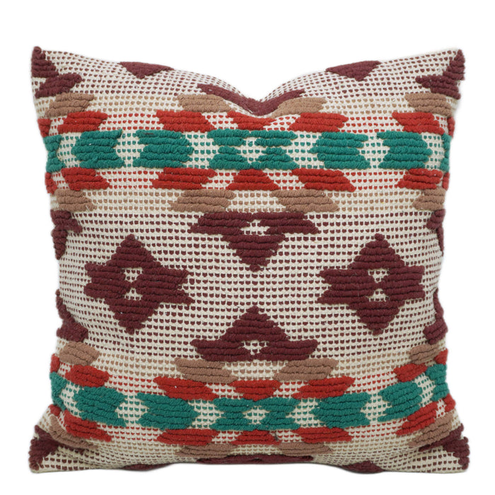 Handwoven Multicolor Geometric Textured Cushion Cover – 45 x 45 cm