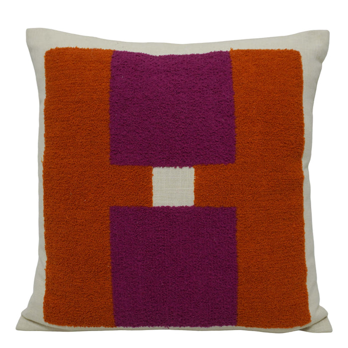 Machine Embroidered Geometric Cotton Cushion Cover 45x45 cm | Modern Abstract Decorative Throw Pillow Cover with Concealed Zip