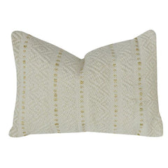Ivory Cotton Embroidered Cushion Cover with Gold Stripes | Textured Minimal Design | 35 x 50 cm Lumbar Pillow Cover