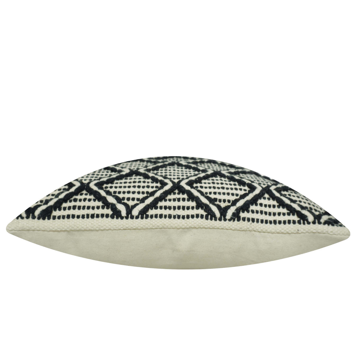 Handwoven Black & Cream Geometric Cotton Cushion Cover – 45x45 cm