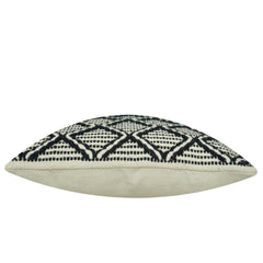 Handwoven Black & Cream Geometric Cotton Cushion Cover – 45x45 cm
