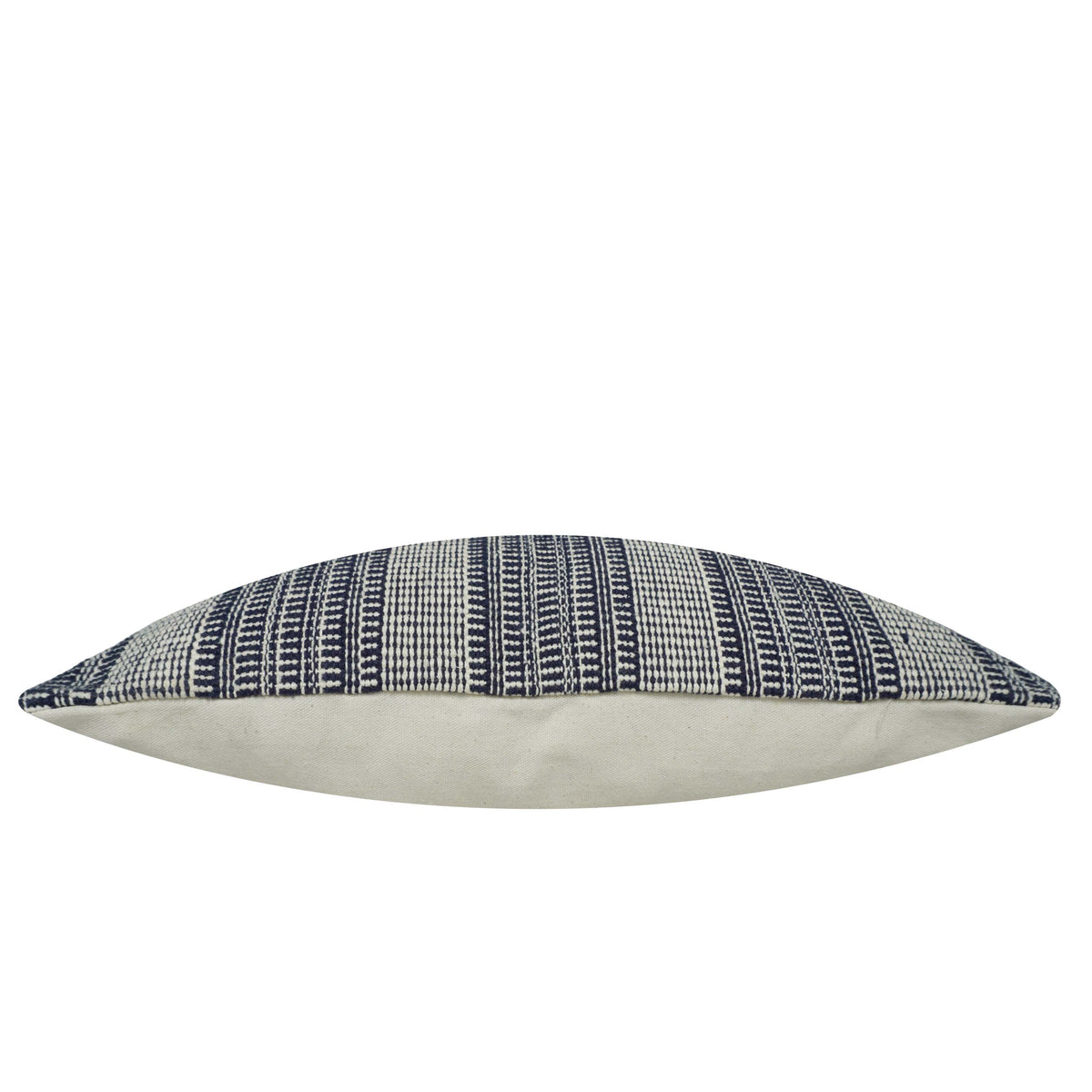 Handwoven Cotton Striped Cushion Cover 45x45 cm | Woven Textured Throw Pillow Cover | Blue & Ivory Decorative Cushion Cover | Hidden Zipper