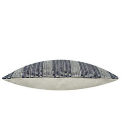 Handwoven Cotton Striped Cushion Cover 45x45 cm | Woven Textured Throw Pillow Cover | Blue & Ivory Decorative Cushion Cover | Hidden Zipper