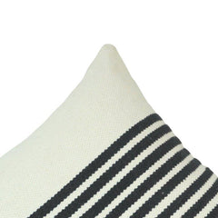 Handmade Black & White Striped Cotton Cushion Cover | Woven Boho Pillow Cover | 45x45 cm