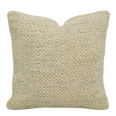 Handwoven Cream & Light Blue Geometric Textured Cushion Cover – 45 x 45 cm