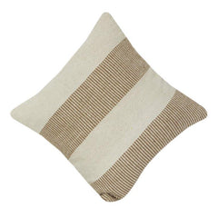 Beige & Ivory Striped Cotton Cushion Cover | Minimal Woven Texture | Modern Neutral Décor Pillow Cover (18x18 Inch)