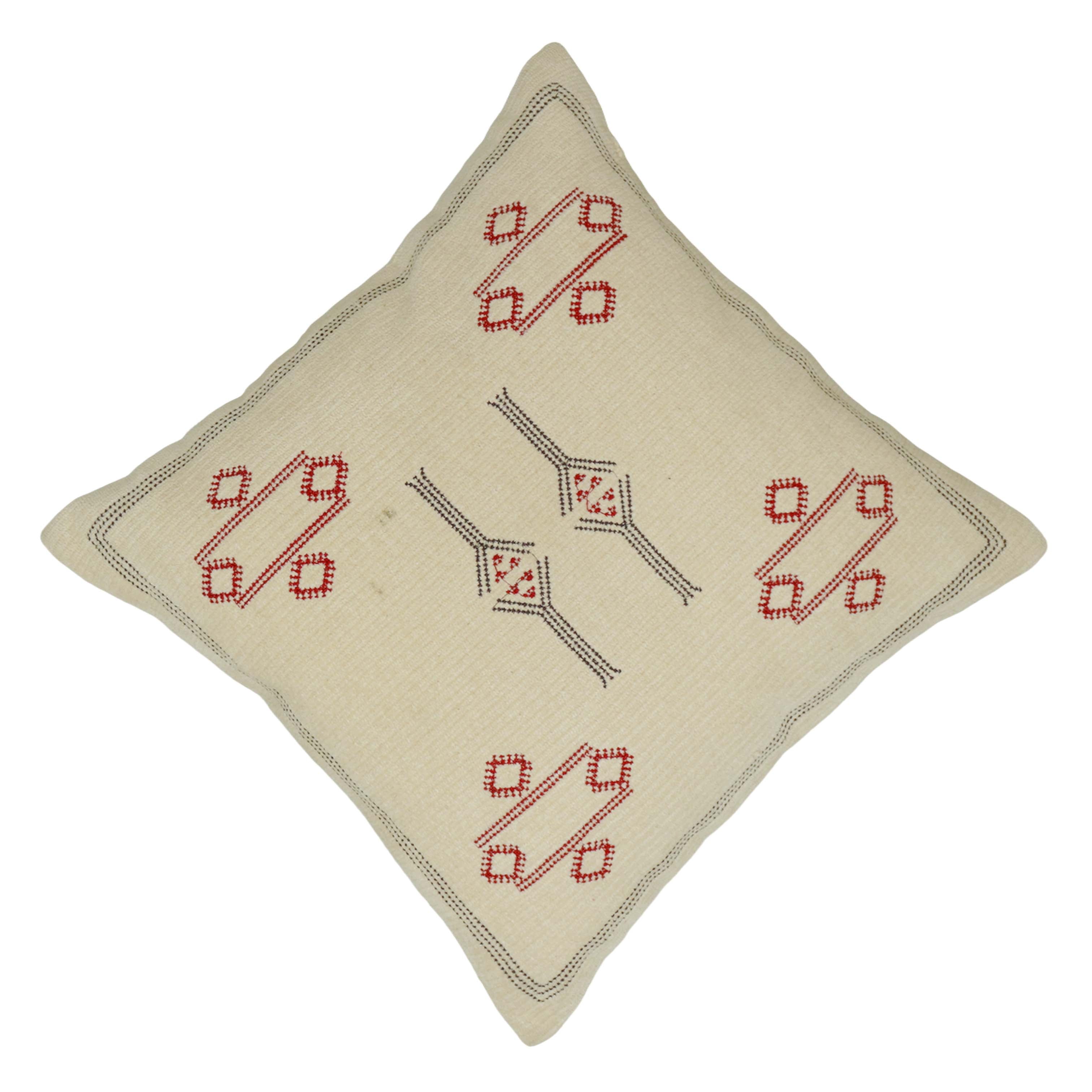 Handcrafted Embroidered Cotton Cushion Cover 45x45 cm | Geometric Tribal Pattern | Decorative Throw Pillow Cover with Concealed Zipper | Boho Living Room & Bedroom Décor