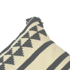 Handmade Black & Ivory Geometric Cotton Cushion Cover with Tassels | 45x45 cm Decorative Throw Pillow
