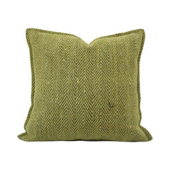 Olive Green Chevron Textured Cotton Cushion Cover – 45x45 cm | Modern Woven Decorative Pillow Cover