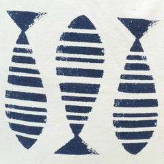Modern Fish Print Cotton Cushion Cover 45x45 cm | Navy Blue & White Decorative Throw Pillow Cover | Coastal & Minimalist Home Décor