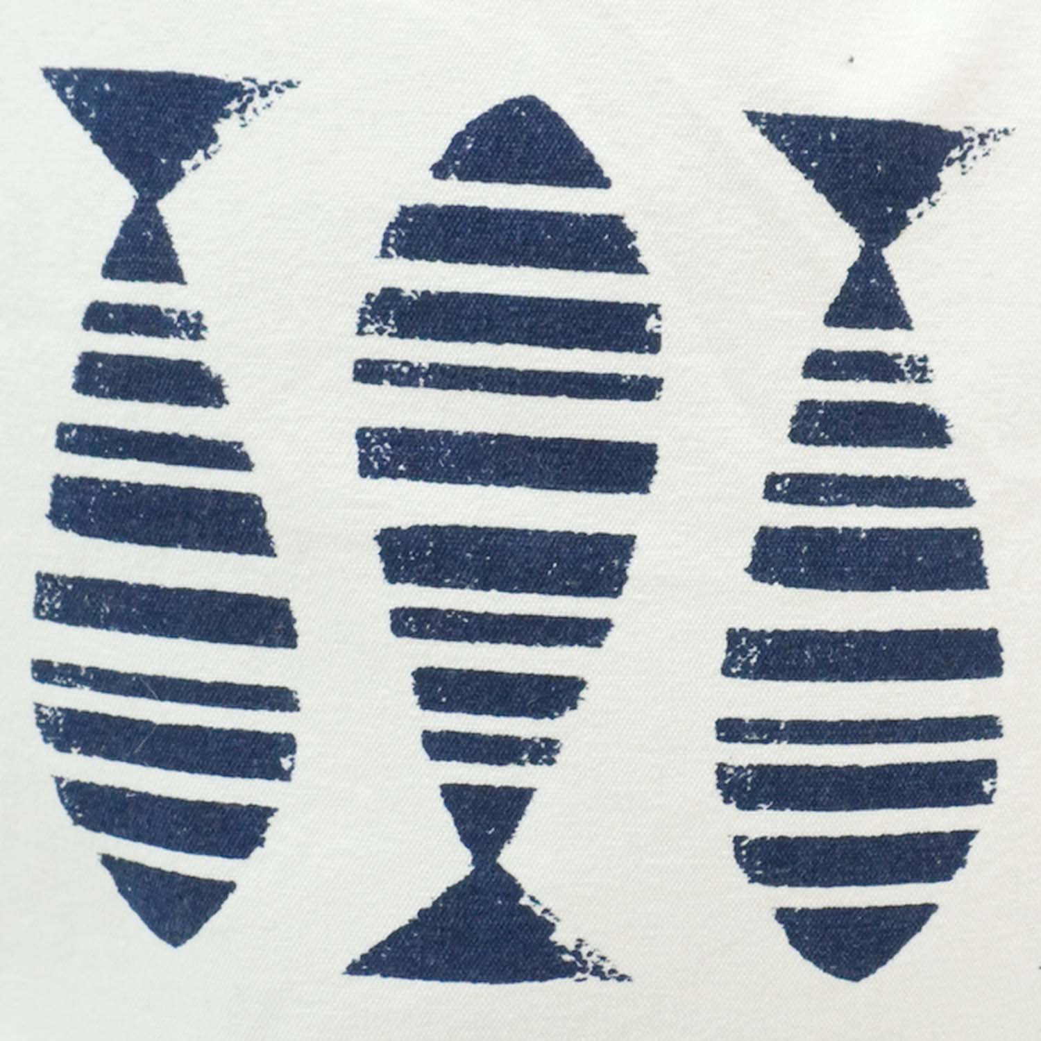 Modern Fish Print Cotton Cushion Cover 45x45 cm | Navy Blue & White Decorative Throw Pillow Cover | Coastal & Minimalist Home Décor