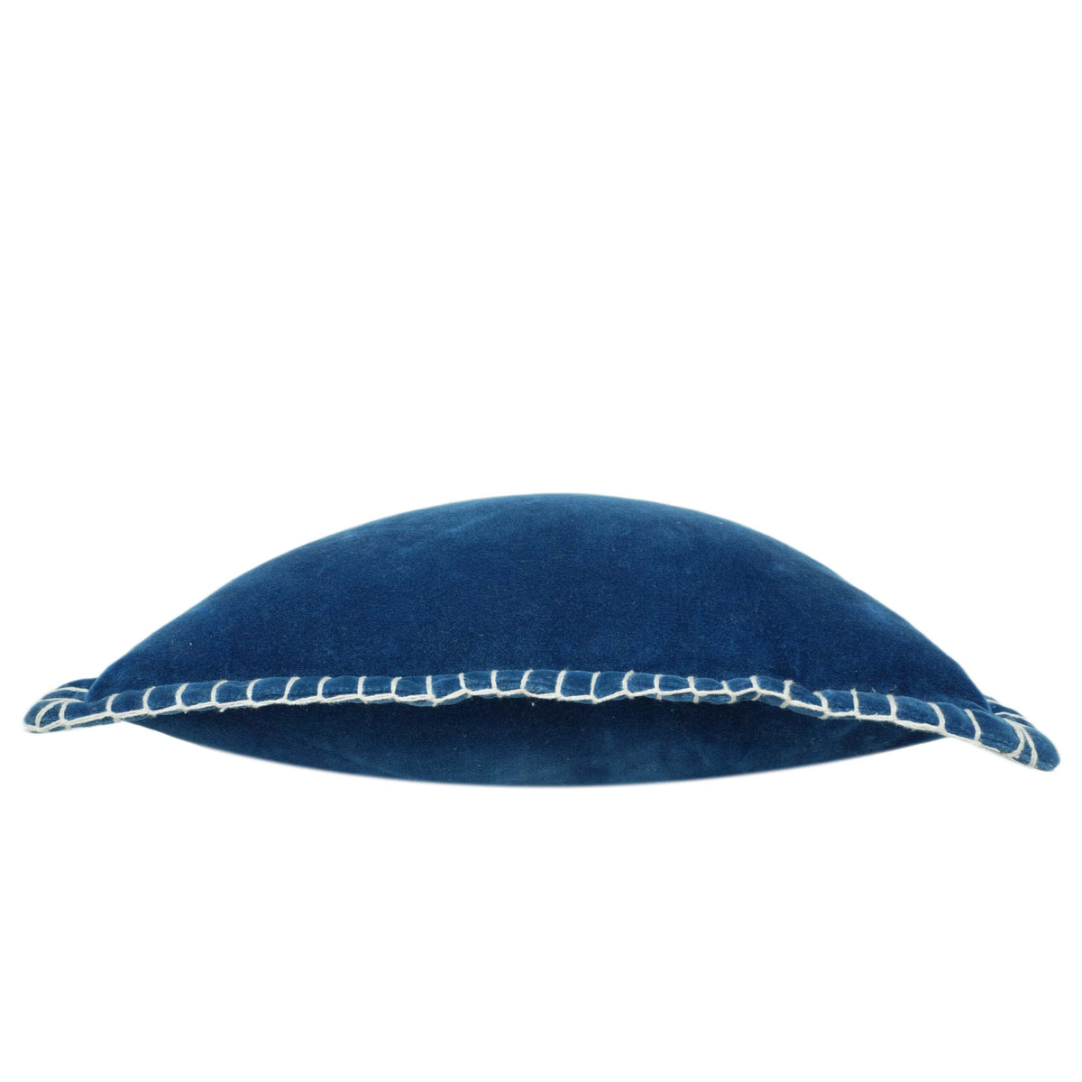 Hand Embroidered Blue Cushion Cover with Striped Border – 45 x 45 cm