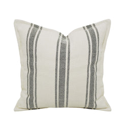 Handwoven Ivory & Black Geometric Striped Cushion Cover – 45 x 45 cm