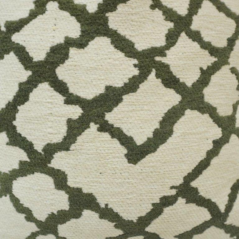 Olive Green Geometric Jacquard Cotton Cushion Cover – 45x45 cm | Modern Trellis Pattern Decorative Pillow Cover - Bulk manufacturer & supplier from Panipat, India