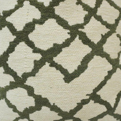 Olive Green Geometric Jacquard Cotton Cushion Cover – 45x45 cm | Modern Trellis Pattern Decorative Pillow Cover