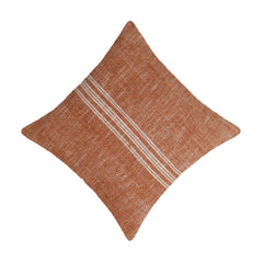 Handmade Cotton Cushion Cover 45x45 cm | Rust Orange Woven Stripe Cushion Cover | Modern Farmhouse Decorative Throw Pillow Cover | Hidden Zip | Sofa & Bed Décor
