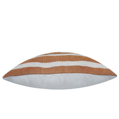 Rust and ivory textured striped handwoven cushion cover 45x45 cm