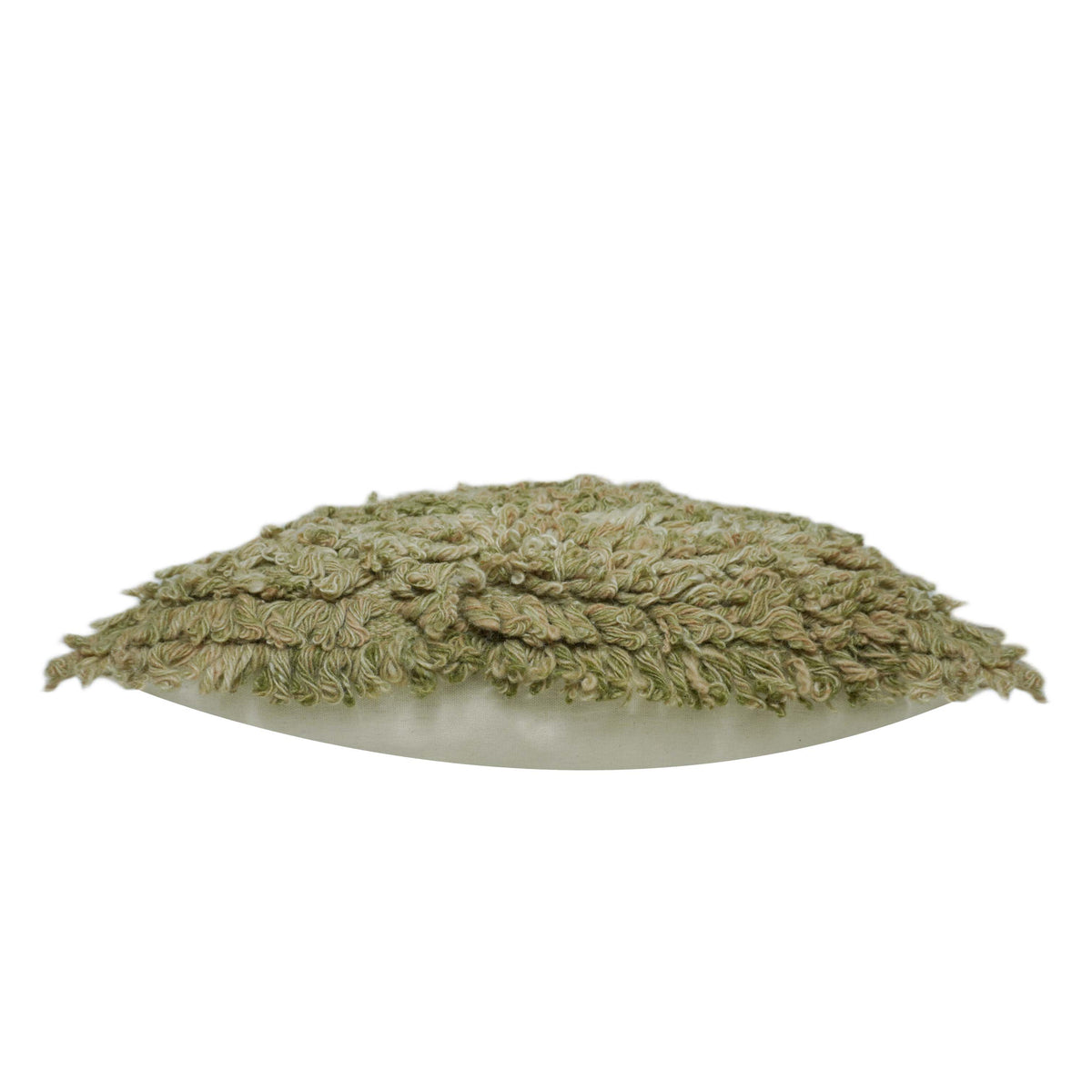 Handwoven Wool Cushion Cover – Olive Green Textured Loop Design, 45 x 45 cm