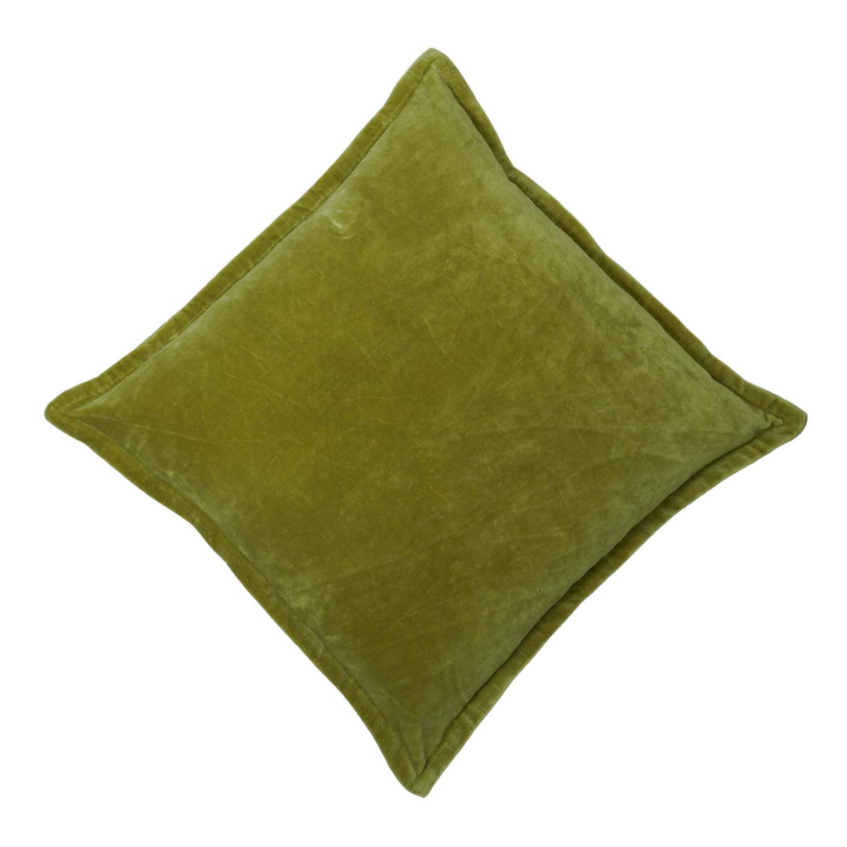 Olive Green Cotton Velvet Cushion Cover 45x45 cm | Soft Luxury Decorative Throw Pillow Cover with Flange Edge | Hidden Zipper | Modern Home Décor - Bulk manufacturer & supplier from Panipat, India