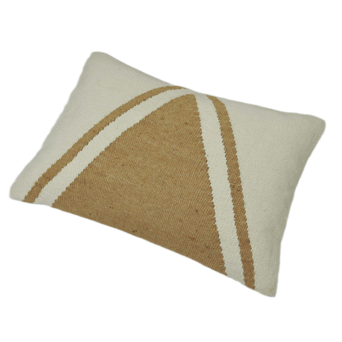 Handwoven Beige & Natural Geometric Textured Cushion Cover – 35 x 50 cm